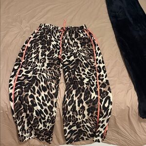 Leopard Print Lounge Pants with Neon Trim